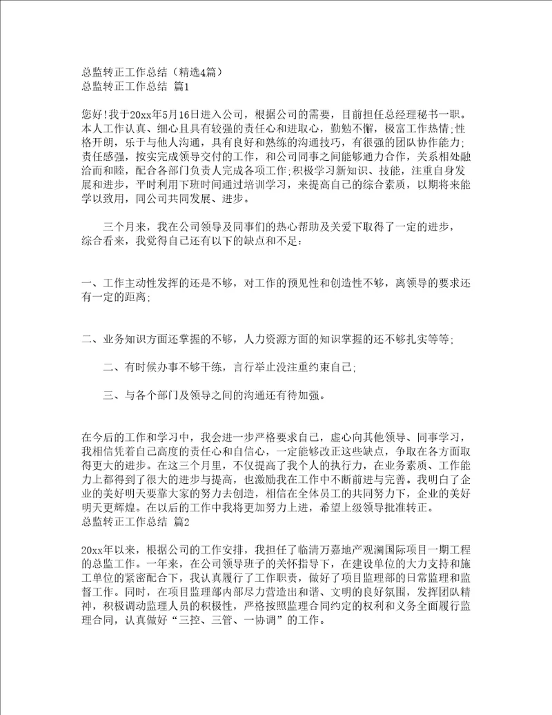 总监转正工作总结精选4篇
