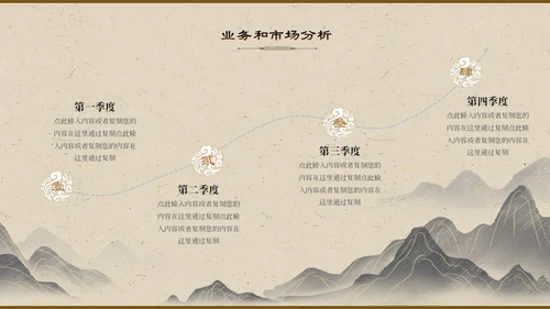 暖黄色中国风古风纹理商业计划书PPT模板
