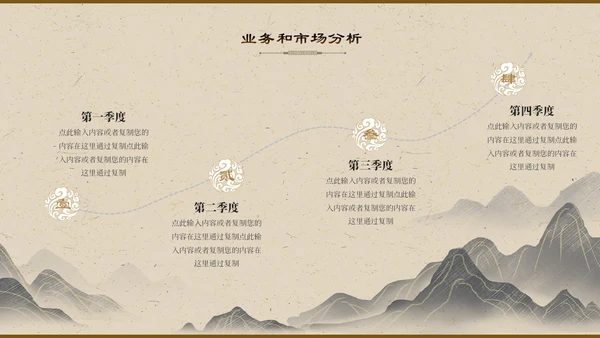 暖黄色中国风古风纹理商业计划书PPT模板