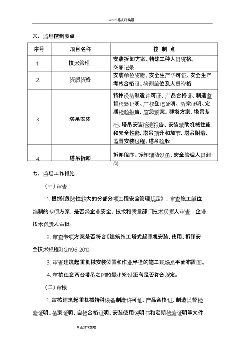 建筑起重机械安拆监理实施细则1