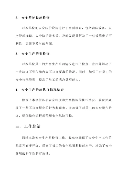 安全生产月检查工作汇报