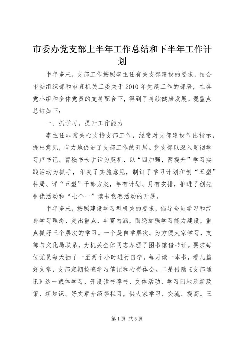 市委办党支部上半年工作总结和下半年工作计划.docx