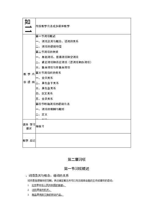 逻辑学教案（分章）