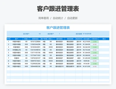 客户跟进管理表