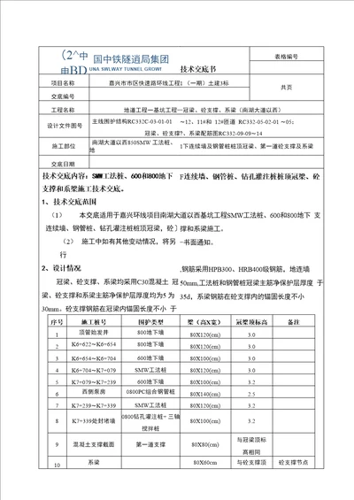 冠梁、砼支撑、系梁技术交底