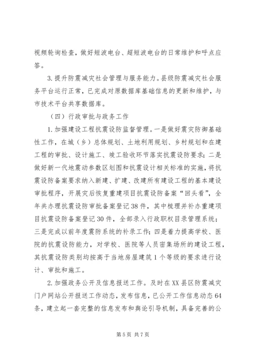 县防震减灾局工作目标考核任务完成情况的自查报告.docx