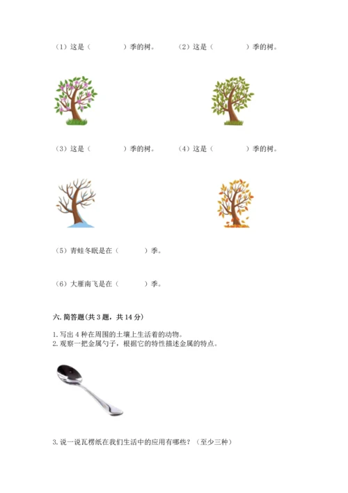 教科版科学二年级上册《期末测试卷》及参考答案【基础题】.docx