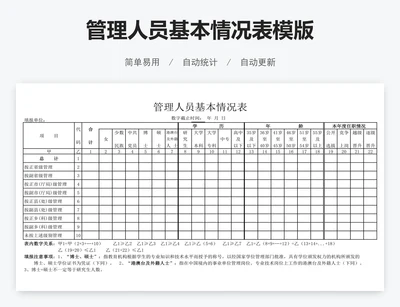 管理人员基本情况表模版