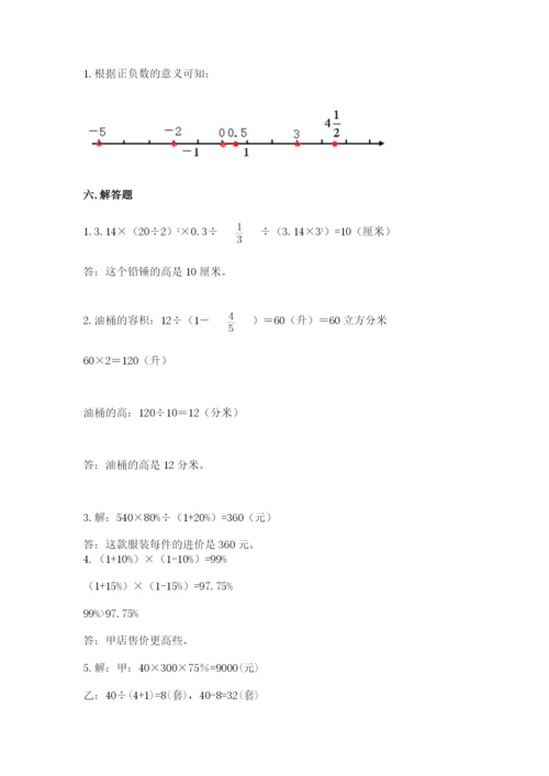 小学六年级下册数学期末卷带解析答案.docx