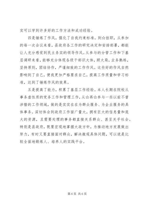 县政府副县长挂职工作汇报.docx