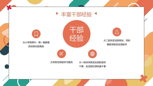 彩色几何圆形线条学校学生会主席竞选PPT模板