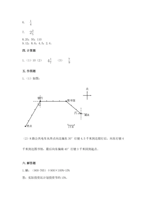 人教版六年级上册数学期末测试卷附参考答案【实用】.docx