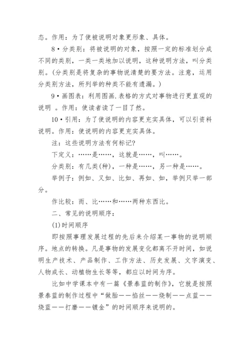 小学语文课文说明方法及相关内容.docx