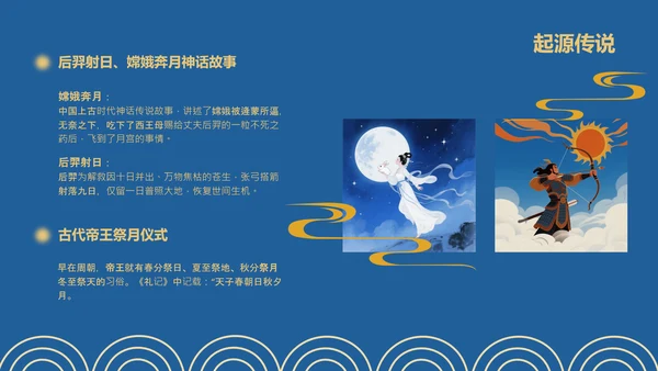 黄蓝色扁平插画风中秋节游园主题策划方案PPT模板
