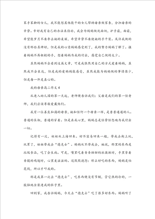我的母亲高二作文范例
