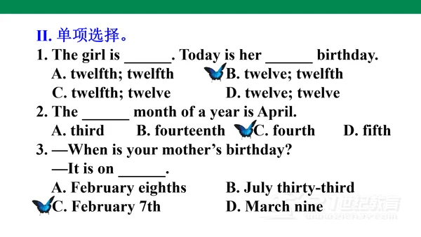 U8 Section B(1a-1d)课件+内嵌音频（新目标七年级上册 Unit 8 When is
