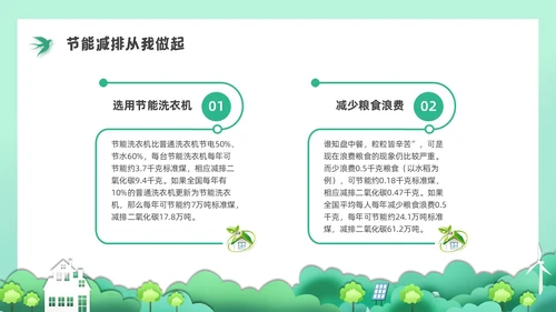 绿色水彩剪纸节能减排培训PPT课件节能宣传周