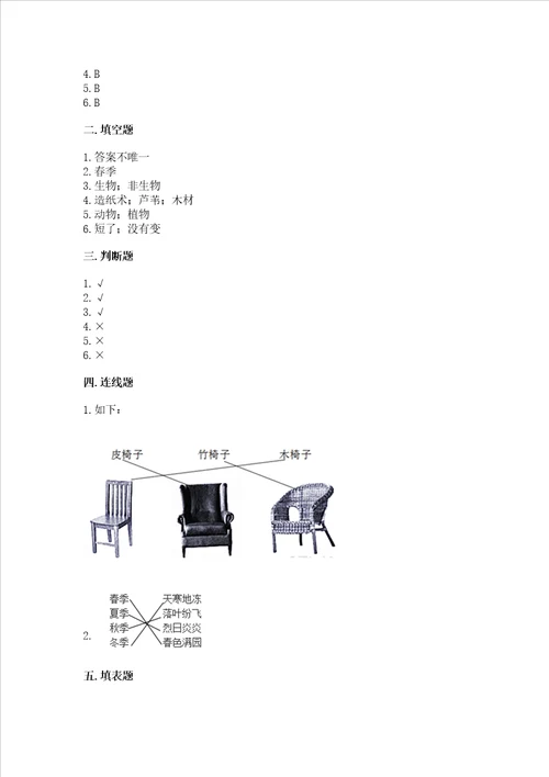 教科版二年级上册科学期末测试卷及参考答案新