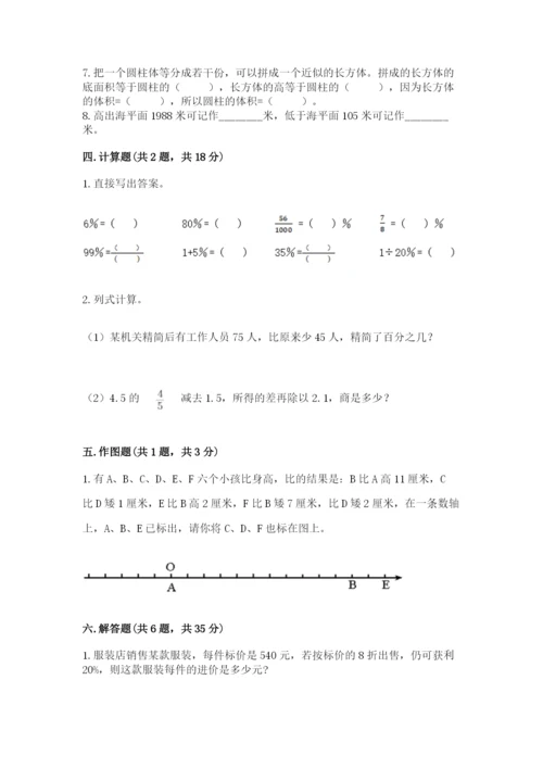 人教版六年级下册数学期末测试卷及参考答案【夺分金卷】.docx