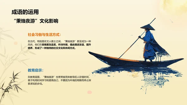 黄色复古风秉烛夜游历史典故赏析PPT模板