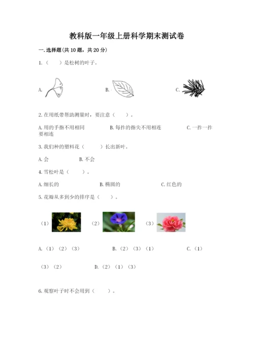 教科版一年级上册科学期末测试卷精品附答案.docx