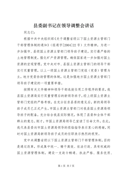 县委副书记在领导调整会讲话.docx