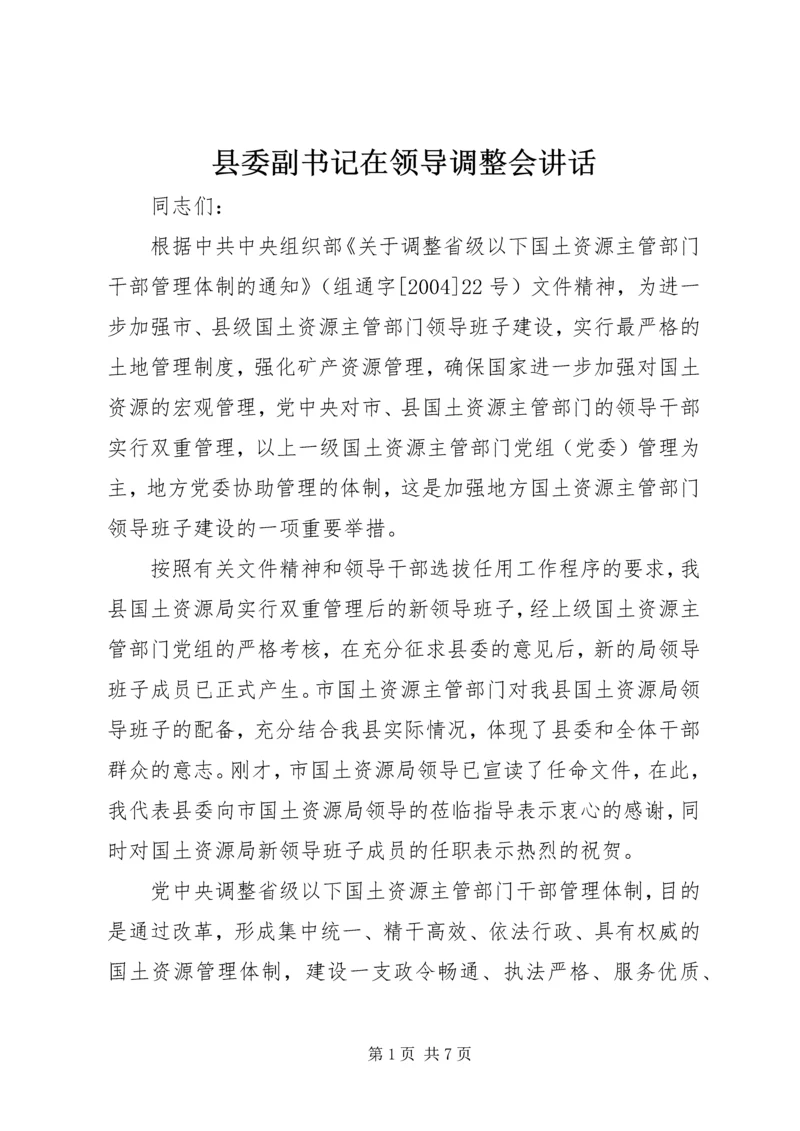 县委副书记在领导调整会讲话.docx