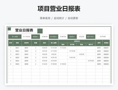 项目营业日报表