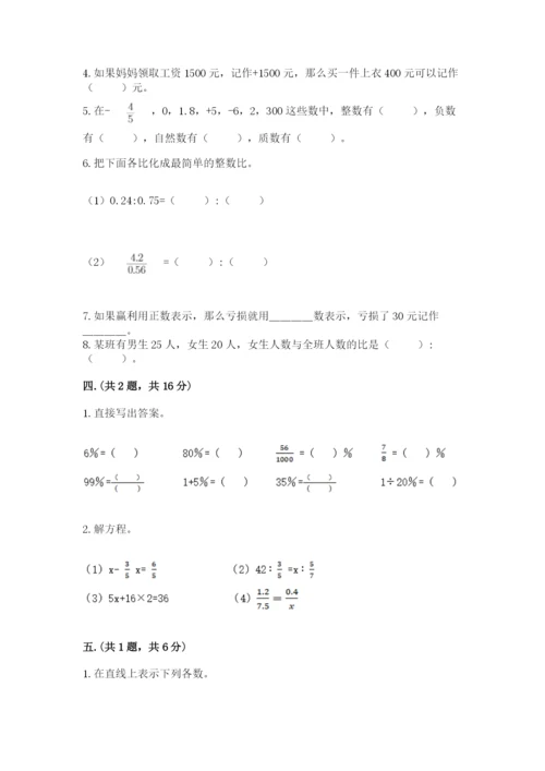 小学六年级下册数学摸底考试题含答案【突破训练】.docx