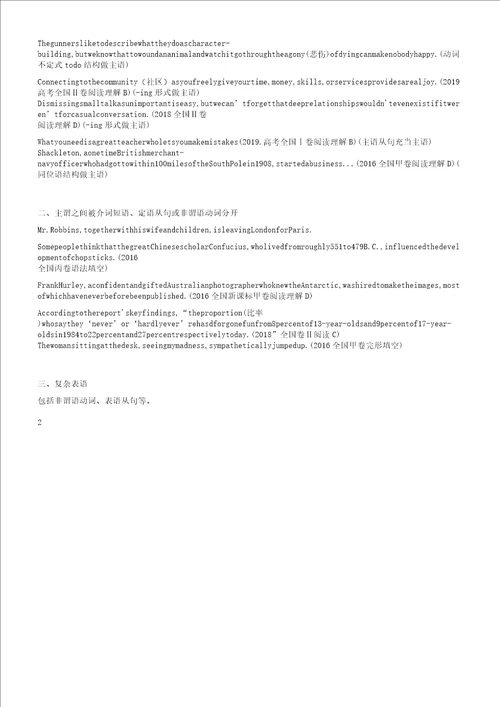 英语长难句结构分析含高考全国13卷试题长难句