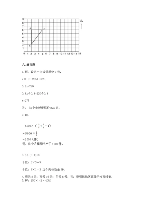 人教版六年级上册数学期末模拟卷含精品答案.docx