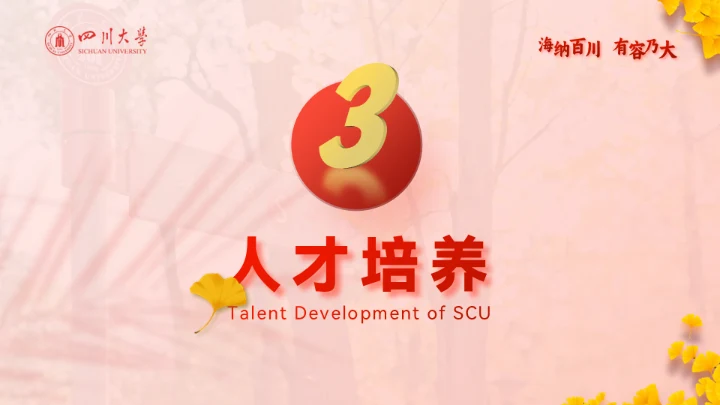 海纳百川有容乃大，四川大学银杏树通用PPT模板