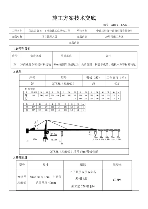 信达天御S1-18地块2#塔吊基础施工方案技术交底.docx