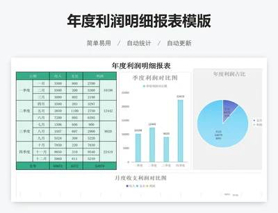 年度利润明细报表模版