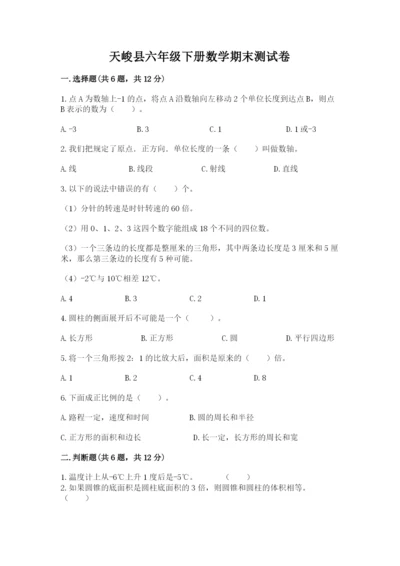 天峻县六年级下册数学期末测试卷（达标题）.docx