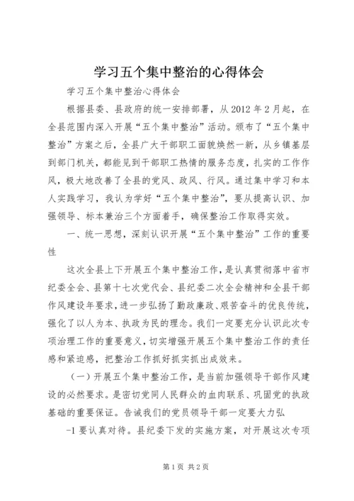 学习五个集中整治的心得体会.docx