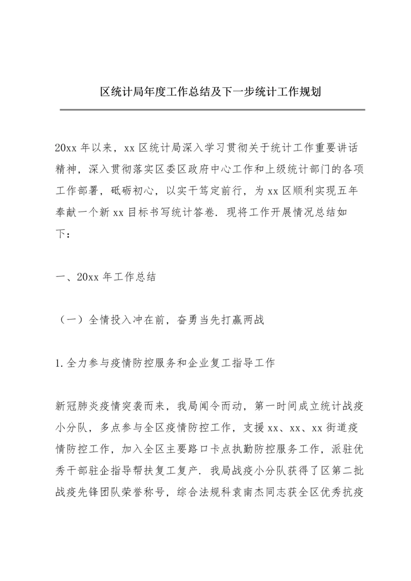 区统计局年度工作总结及下一步统计工作规划.docx