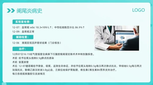 绿色简约阑尾炎护理查房PPT模板宣传PPT动态PPT