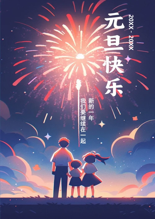 新年快乐温馨元旦海报