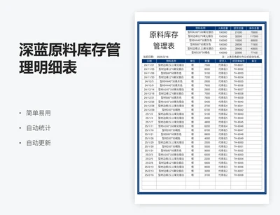 深蓝原料库存管理明细表