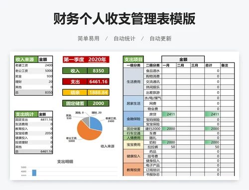 财务个人收支管理表模版