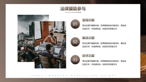 实景棕色商务法律行业述职报告PPT模板