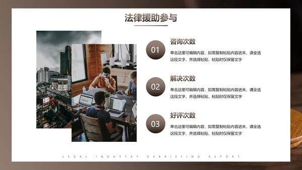 实景棕色商务法律行业述职报告PPT模板