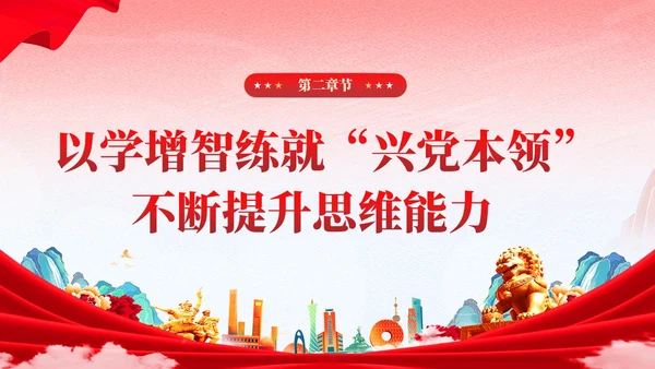 红色党建国潮在主题教育练就三大本领争做合格党员党课课件PPT