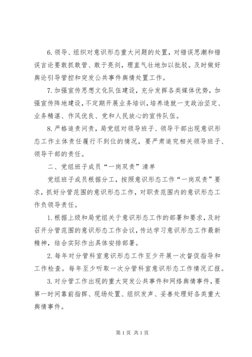 领导班子意识形态工作责任清单（多篇）.docx