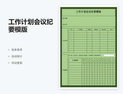 工作计划会议纪要模版