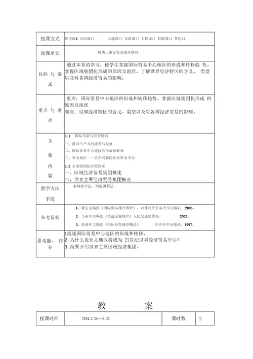 国际贸易地理教案