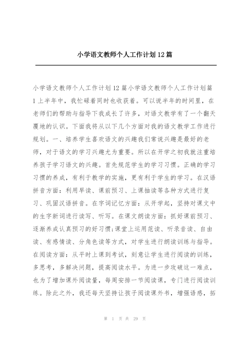 小学语文教师个人工作计划12篇.docx