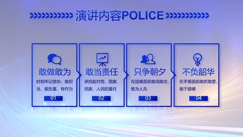 蓝色大气警察公安工作汇报总结PPT动态模板