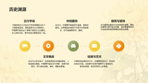 黄色国风中国传统配色柠檬黄介绍PPT模板